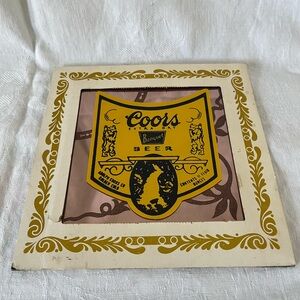 Vintage 1980's Coors Beer Carnival Fair Prize Mirror 8X8 With Original Sleeve